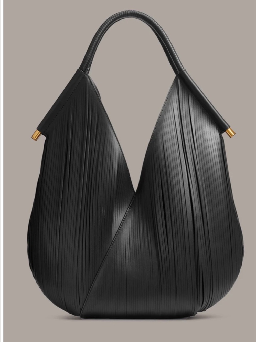 Donna Karan Baldwin Hobo Bag Black Laser Cut Fringe Gold Hardware NWT $448 - Picture 3 of 7